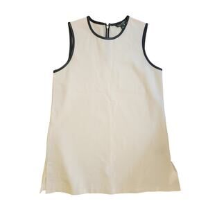 LAUREN Ralph Lauren Sleeveless White Tank Faux Leather Trim, Back Zipper Medium